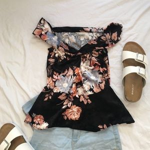 NWOT Velvet Peplum Top